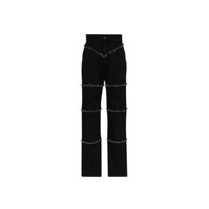 AMBUSH Frayed striped straight-leg jeans